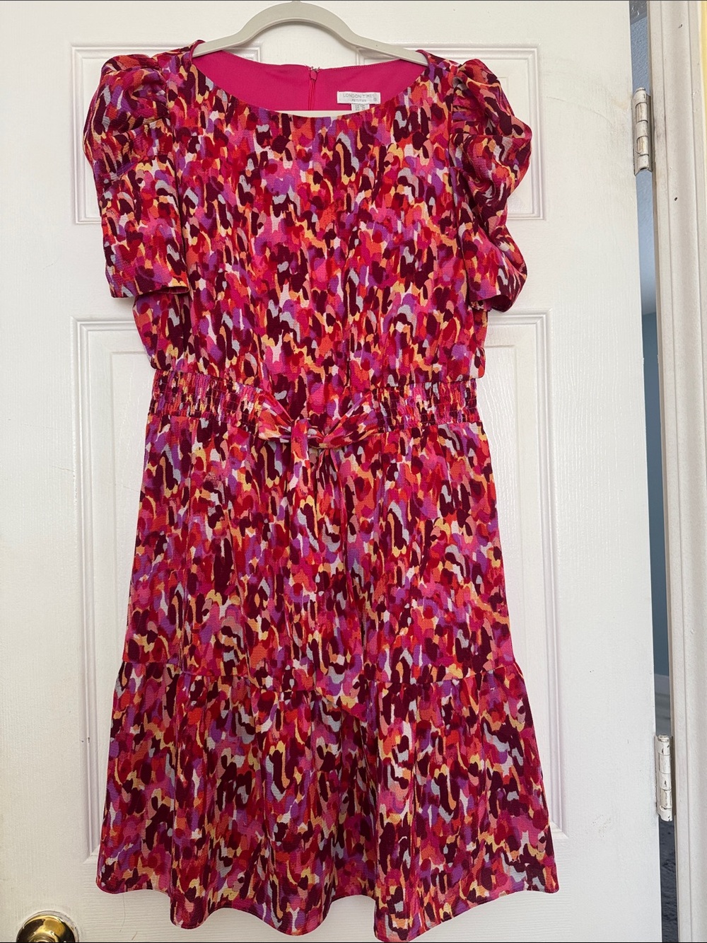 London Times Pink Multi-Color Printed Fit-and-Flare Dress